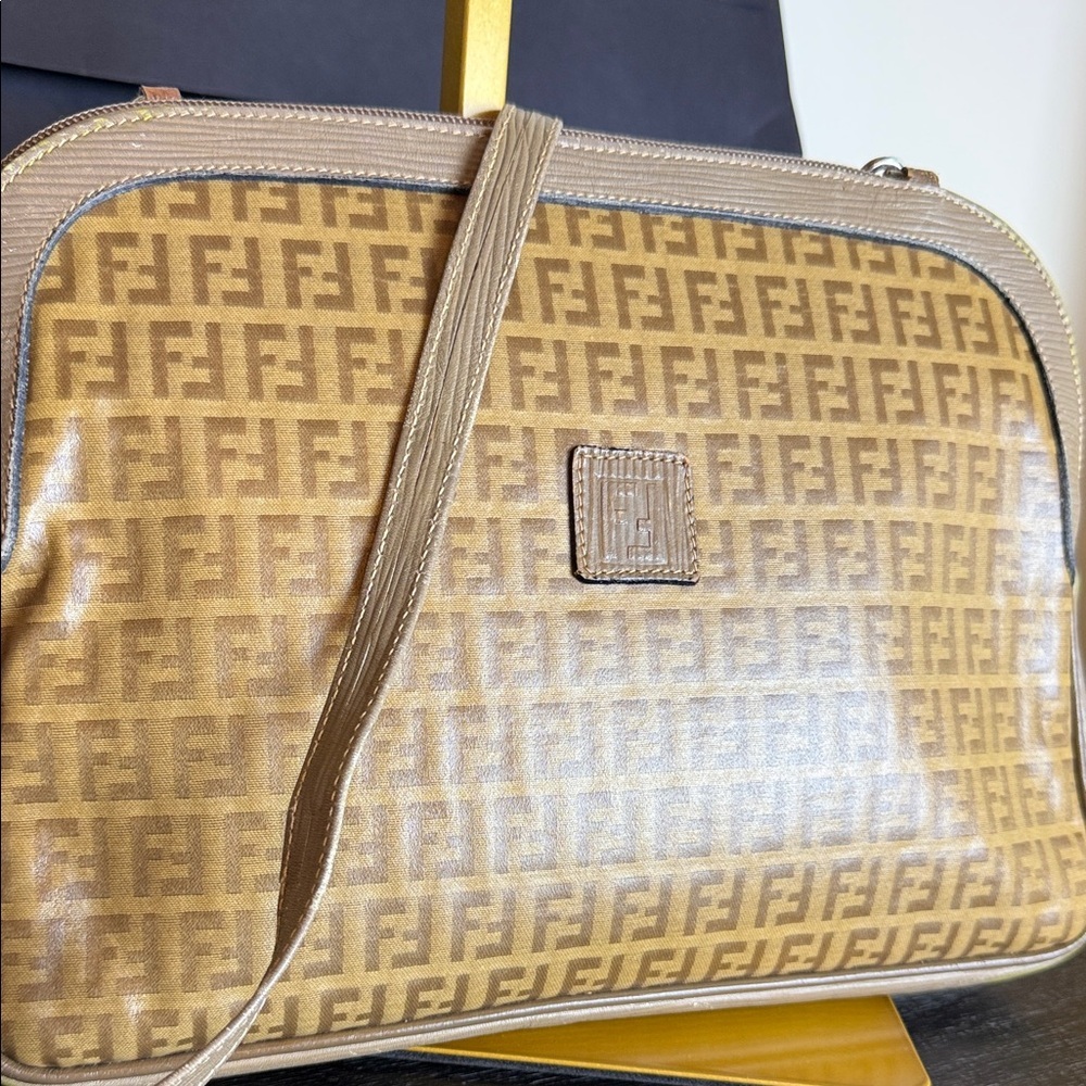 Fendi Zucchino FF Monogram Coated Canvas Clutch Crossbody Bag